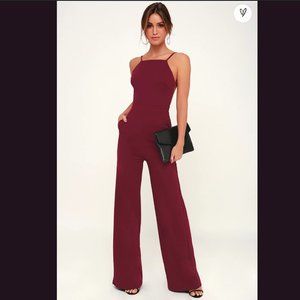 Something to Behold Burgundy Jumpsuit